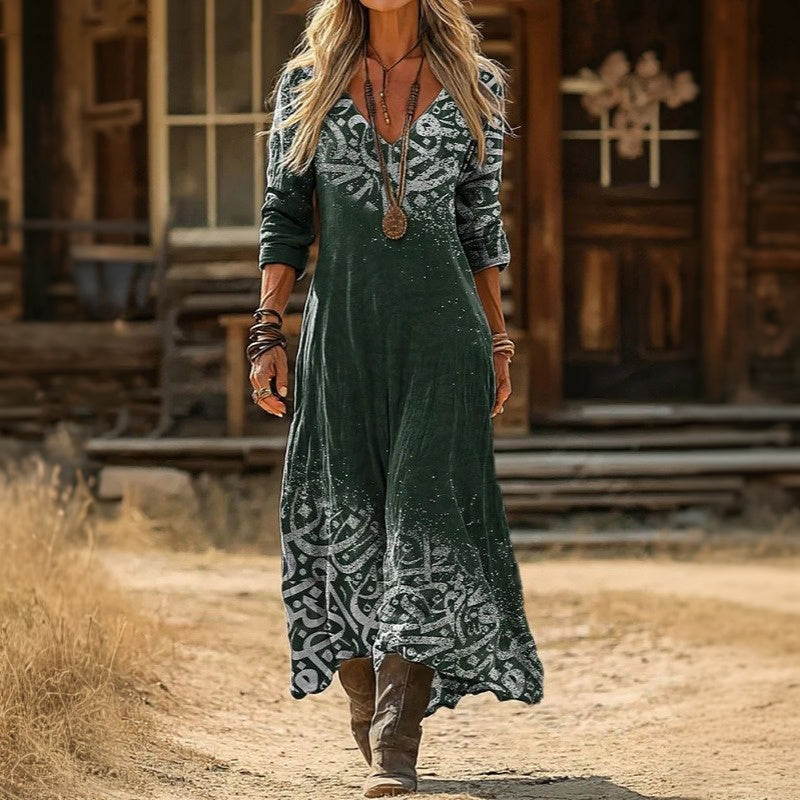 Maria - Robe Casual à Manches Longues avec Inspiration Vintage