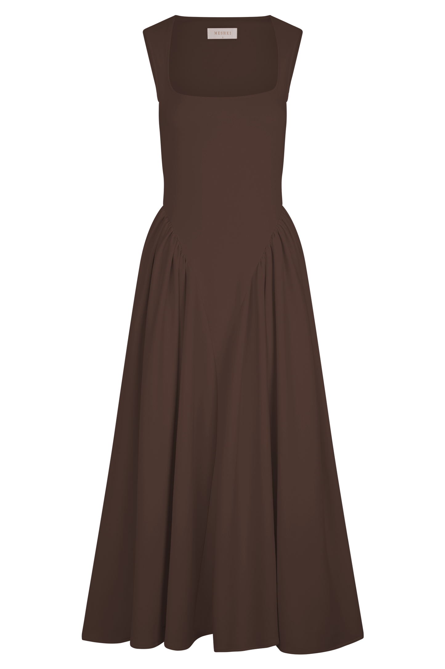 Sara - Robe midi en maille marron