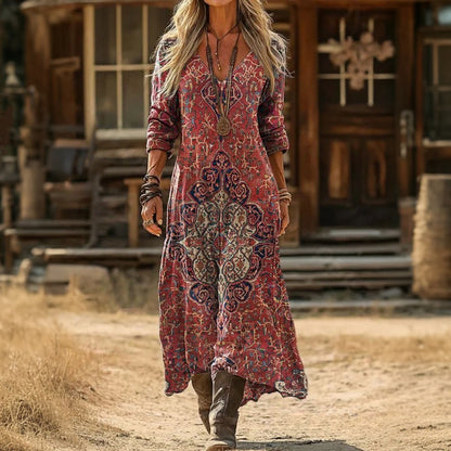 Maria - Robe Décontractée à Manches Longues avec Inspiration Vintage