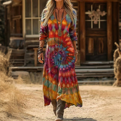 Maria - Robe Casual à Manches Longues Inspirée du Vintage