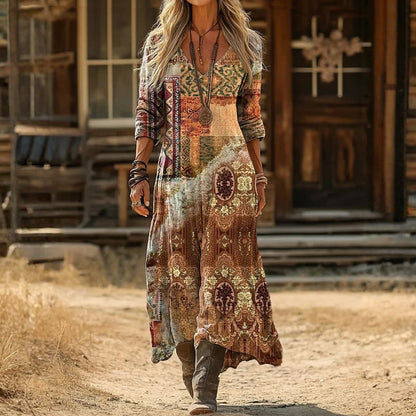Maria - Robe Casual à Manches Longues Inspirée du Vintage