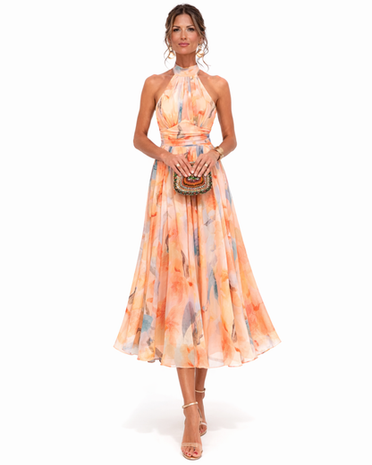 Aurore | Robe Halter Imprimé Aquarelle