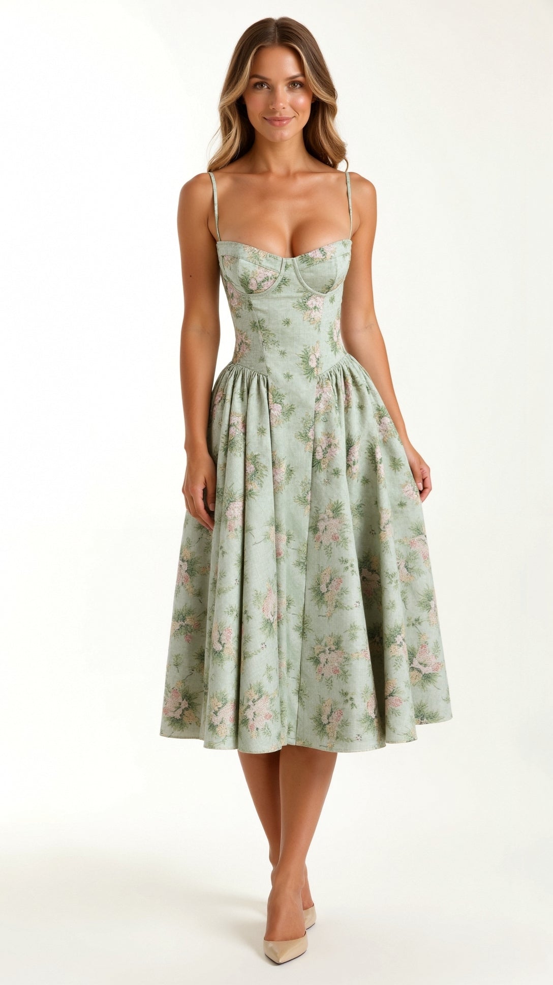 Odete - Robe midi à corsage structuré