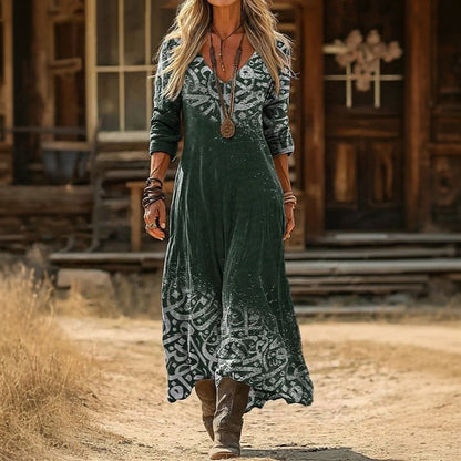Maria - Robe Casual à Manches Longues avec Inspiration Vintage
