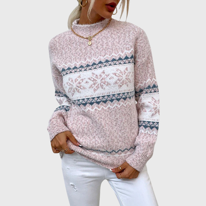 Das Kielo | Pull vintage bleu clair avec motif norvégien