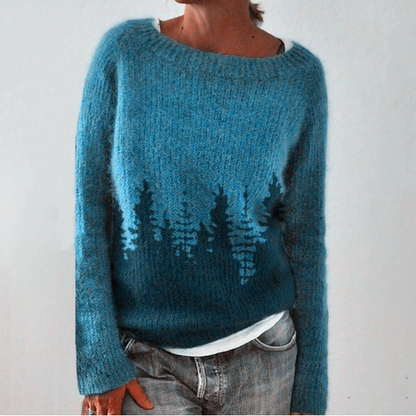 Das Liesa | Pull rétro vert avec motif de sapin
