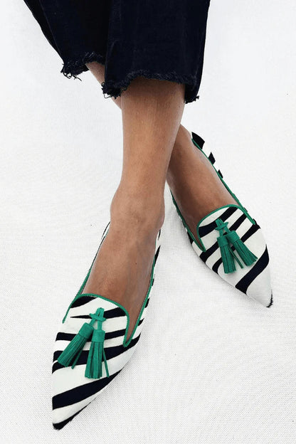 Riane | Mocassins Zebra Vert