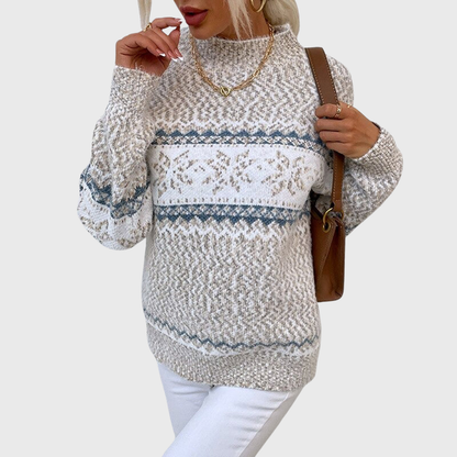 Das Kielo | Pull vintage bleu clair avec motif norvégien