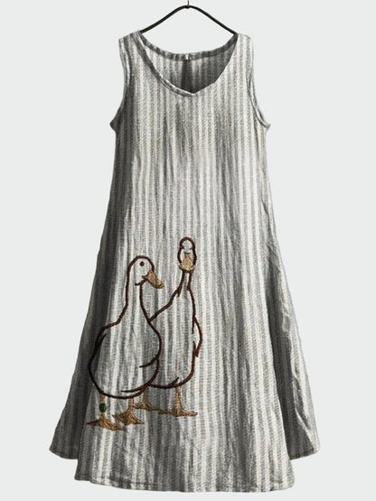 Agathe | Robe avec motif de couple de canards