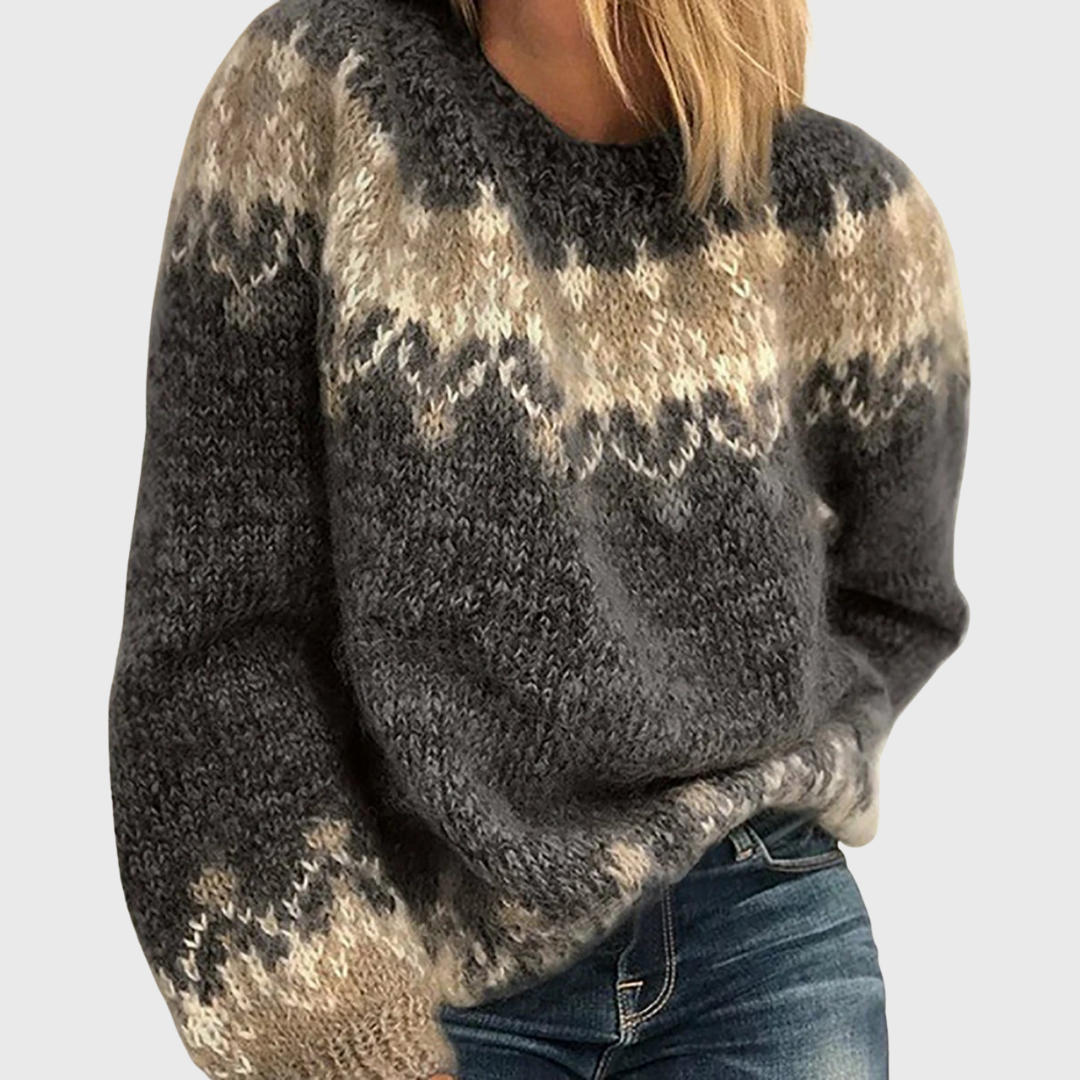 Das Nikola | Pull brun confortable avec motif norvégien