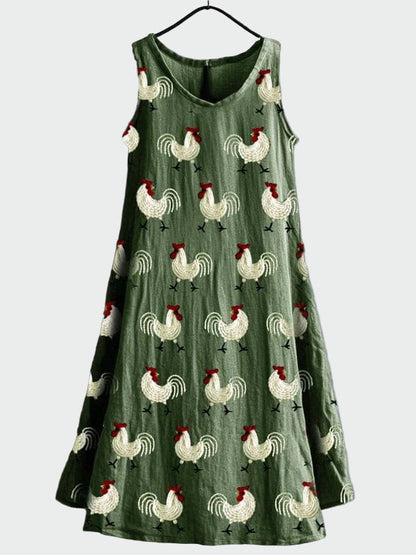 Cléa | Robe avec Imprimé de Coq