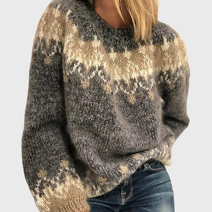 Das Nikola | Pull brun confortable avec motif norvégien