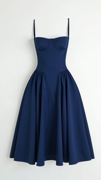 Odete - Robe midi à corsage structuré