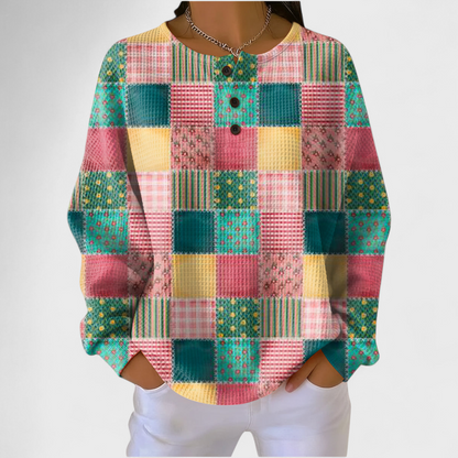 Das Agnes | Pull avec motif patchwork coloré