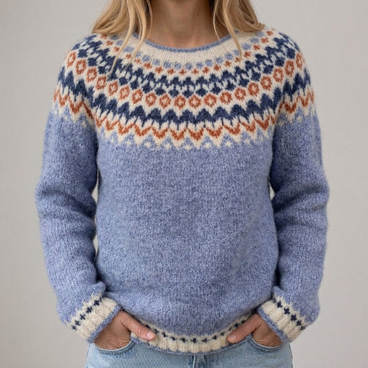 Das Nora | Pull en bleu clair avec motif norvégien