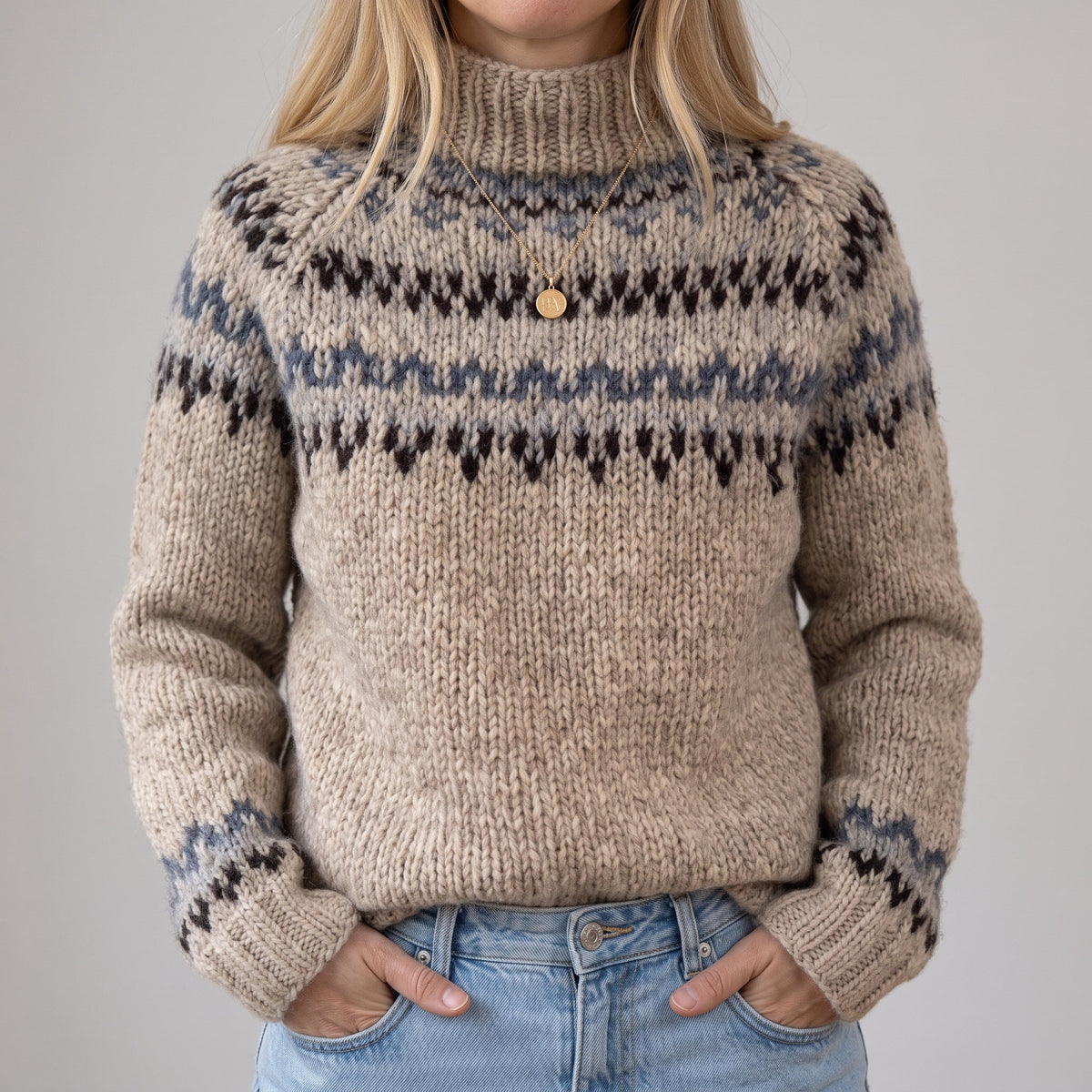 Das Marje | Pull beige super doux avec motif norvégien