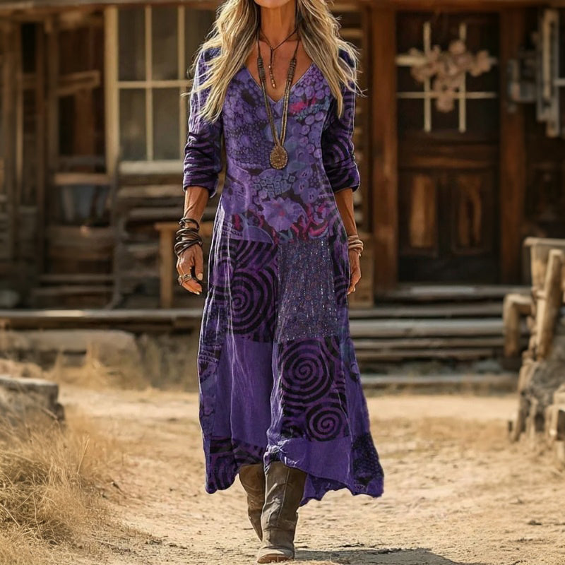 Maria - Robe Casual à Manches Longues avec Inspiration Vintage