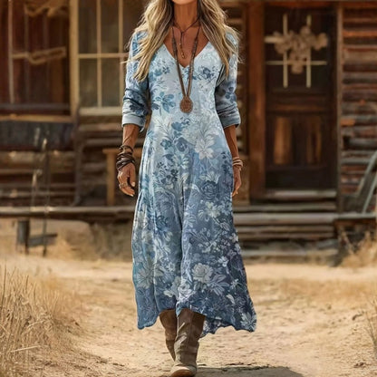 Maria - Robe Casual à Manches Longues Inspirée du Vintage