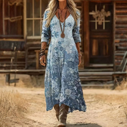 Maria - Robe Casual à Manches Longues Inspirée du Vintage