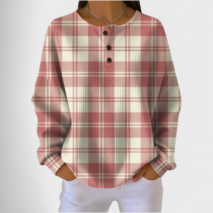 Emilie | Pull Rosa à motif écossais