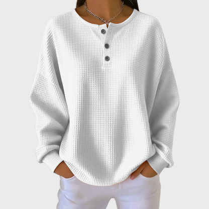 Das Hélène | Pull orange en tricot gaufré doux