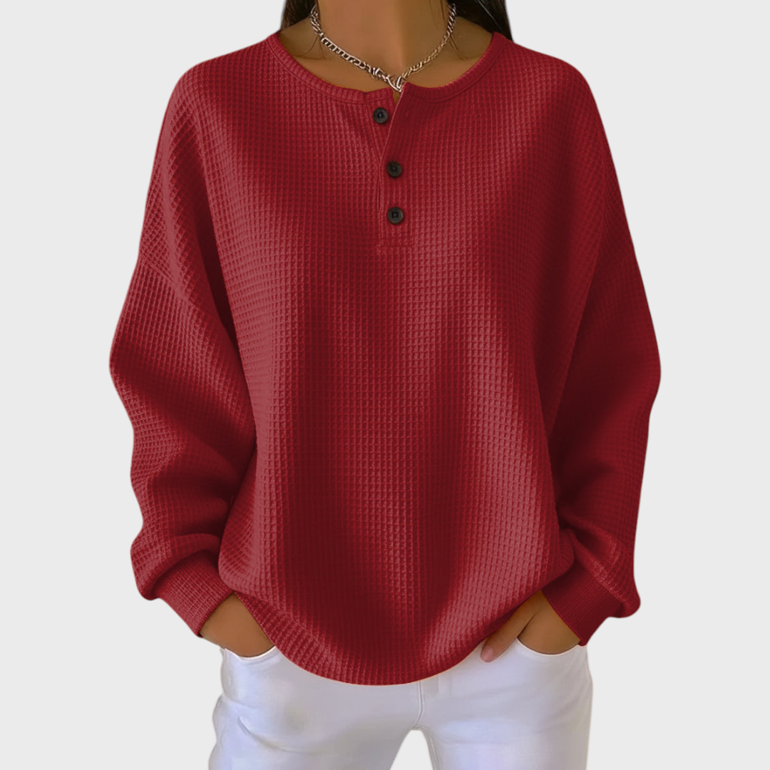 Das Hélène | Pull orange en tricot gaufré doux