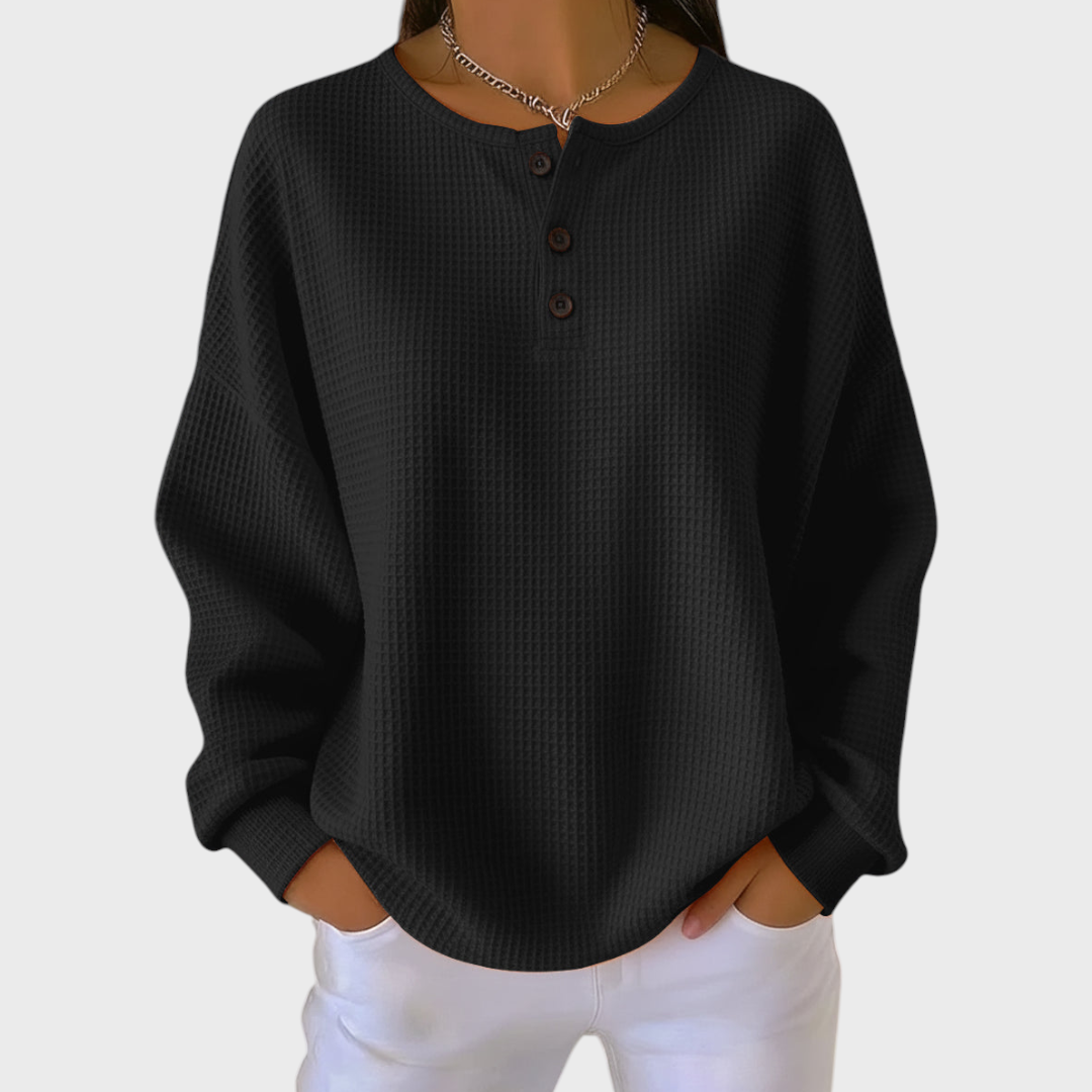 Das Hélène | Pull orange en tricot gaufré doux
