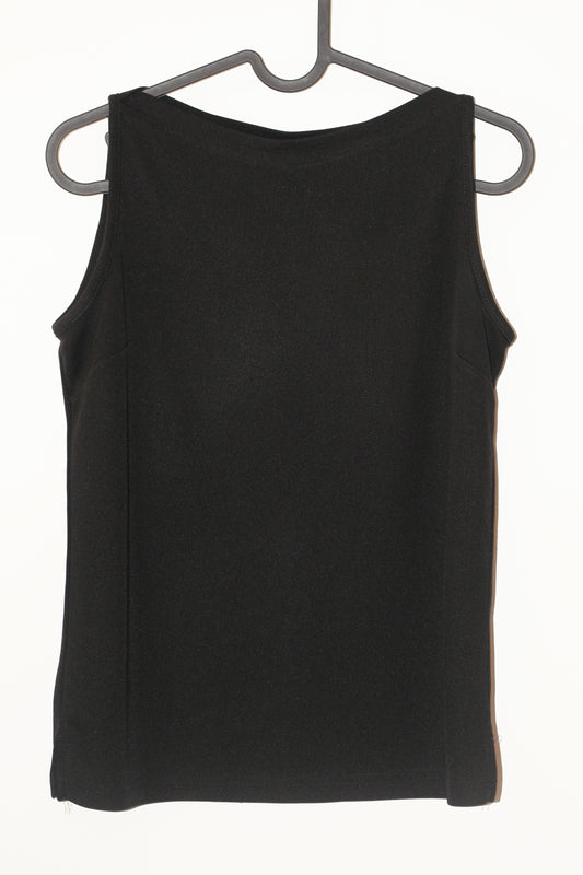 Top sans manches noir élégant avec encolure bateau