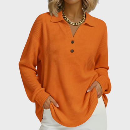 Das Laura | Pull orange avec col polo