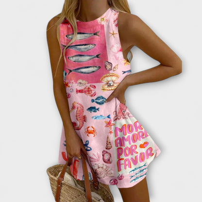 Inês | Robe Mini Rose Imprimé Miraba