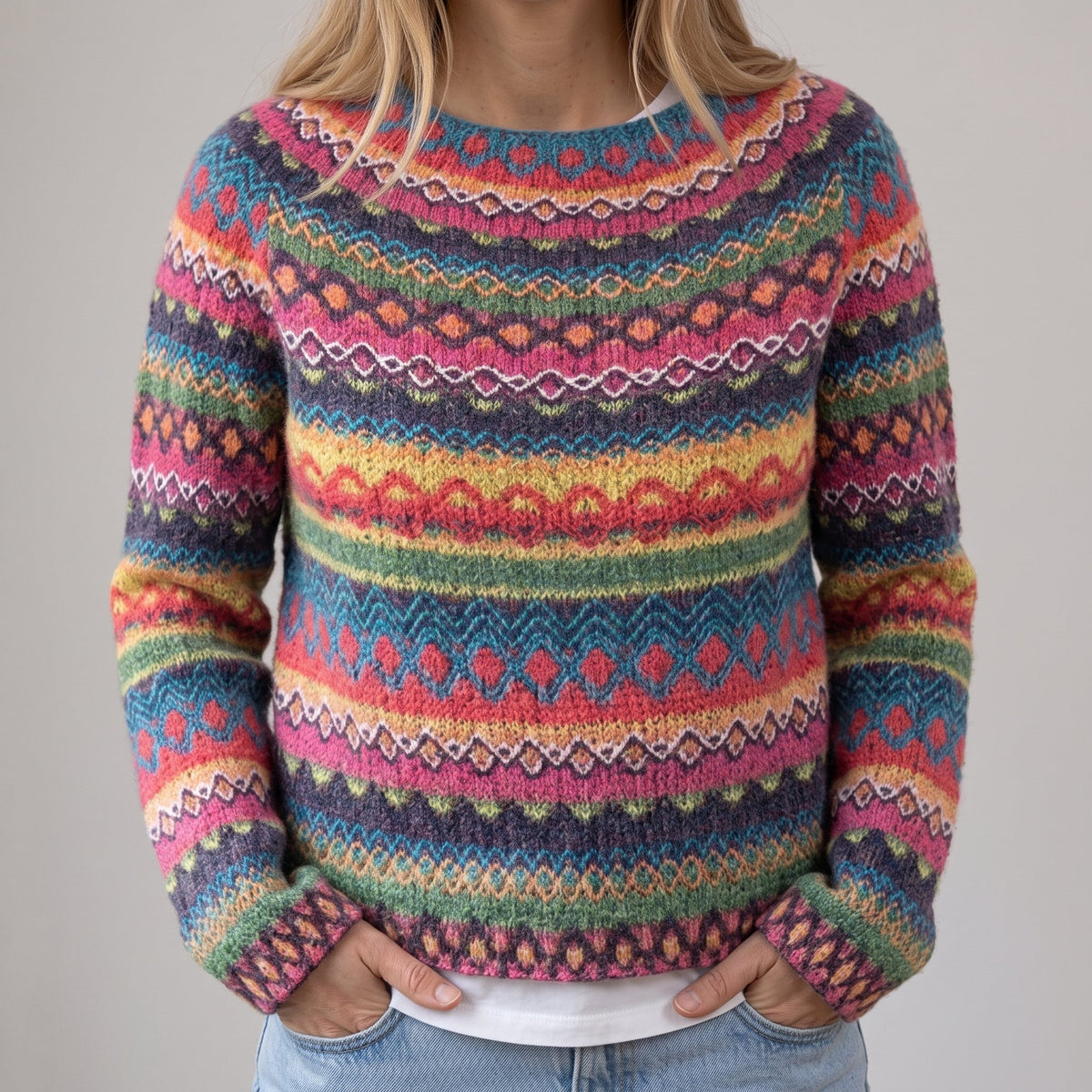 Das Brita | Pull rétro coloré avec motif norvégien