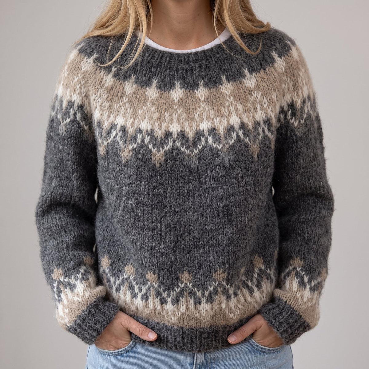 Das Nikola | Pull brun confortable avec motif norvégien