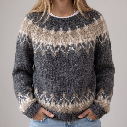 Das Nikola | Pull brun confortable avec motif norvégien