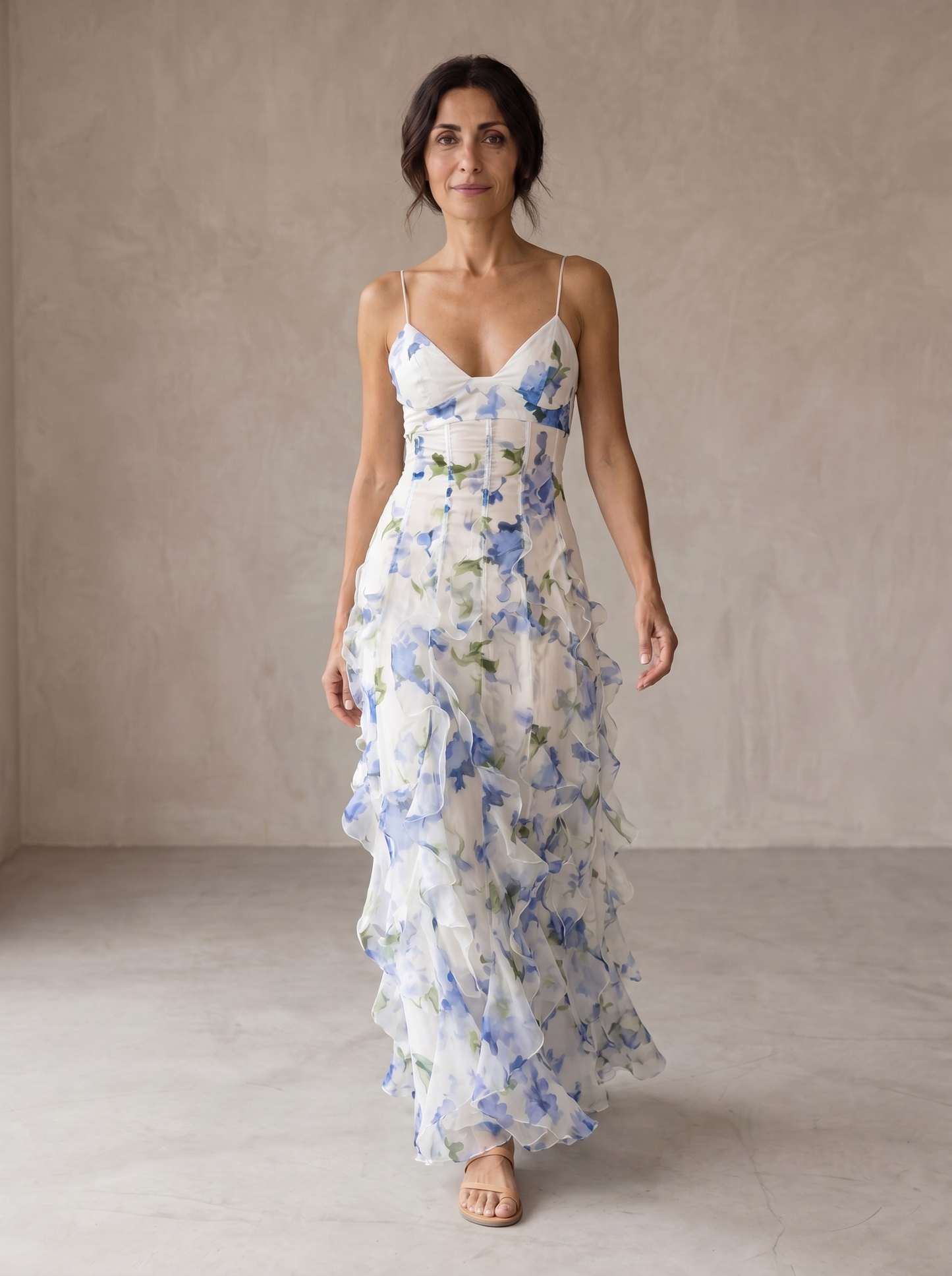 Ulrike | Robe Midi Fleurie à Volants