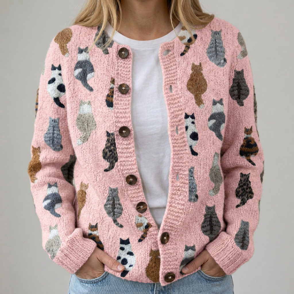 Flora | Gilet confortable avec motif de chats