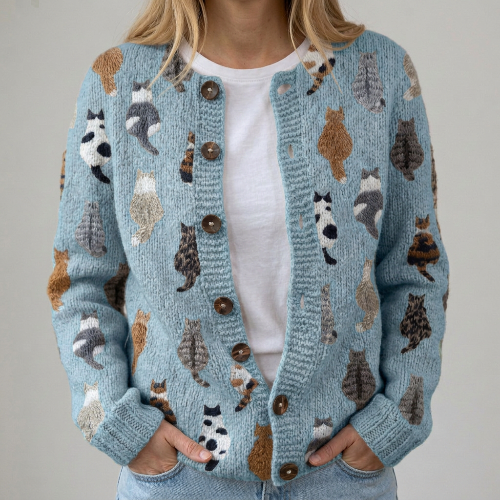 Flora | Gilet confortable avec motif de chats