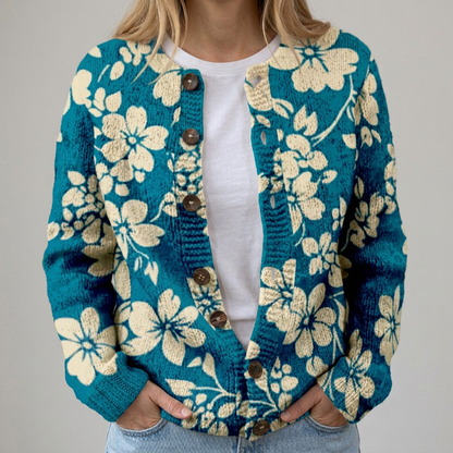 Mathilda | Veste tricotée florale d'automne
