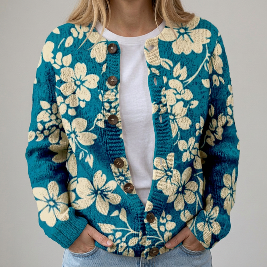 Mathilda | Veste tricotée florale d'automne